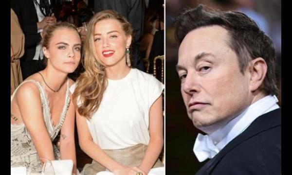 Elon Musk ontkent 'driewegaffaire' met Amber Heard en Cara Delevingne